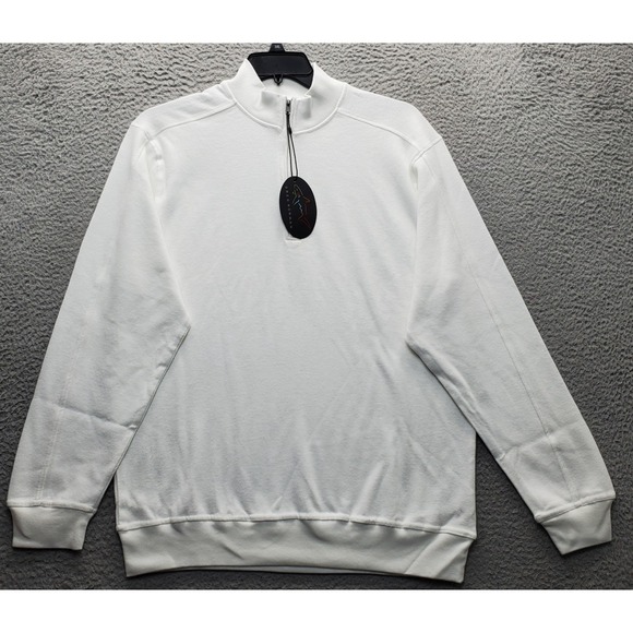 Greg Norman Golf Performance Sweatshirt Men Medium White Long Sleeve Quarter Zip - Picture 1 of 6